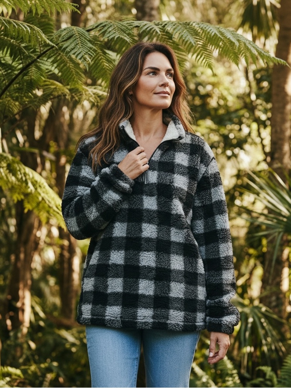 Cabin Fever Sherpa Pullover Jacket 2XL Buffalo Plaid Fuzzy Cozy Fleece